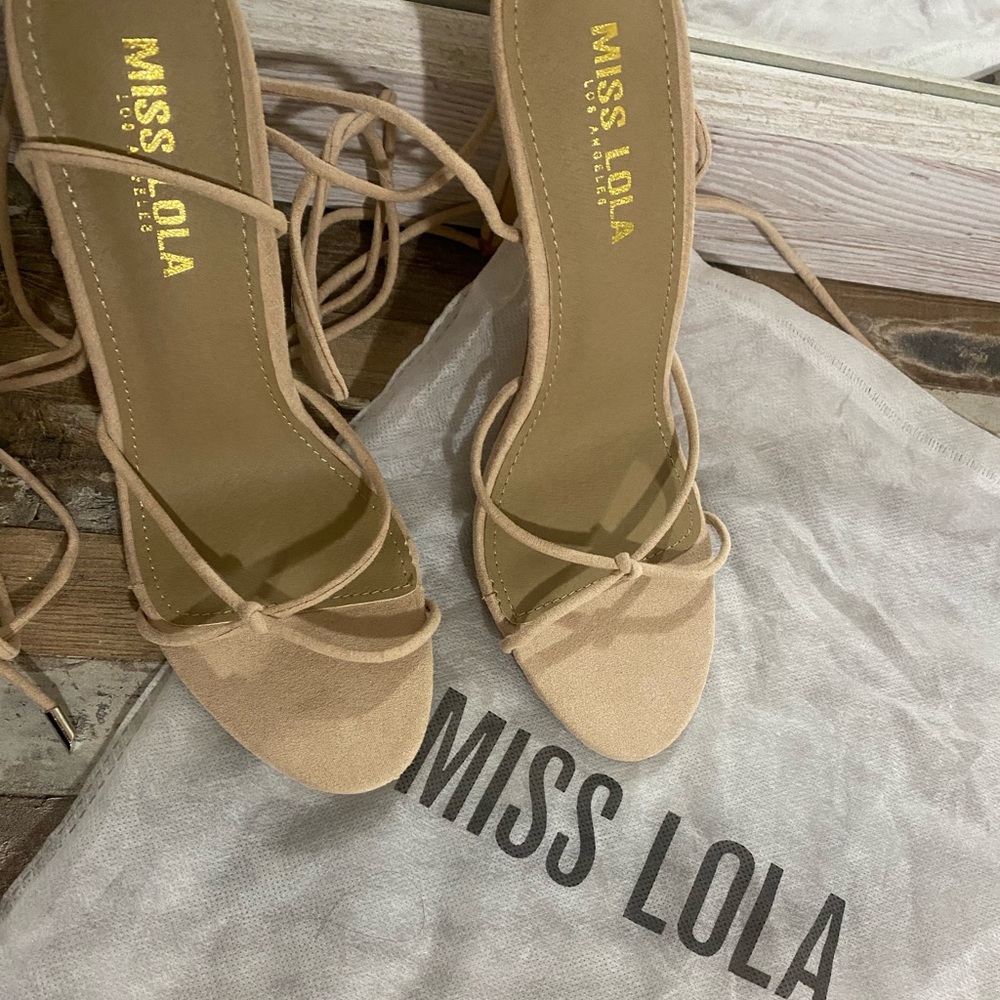 Miss Lola nude lace up heels